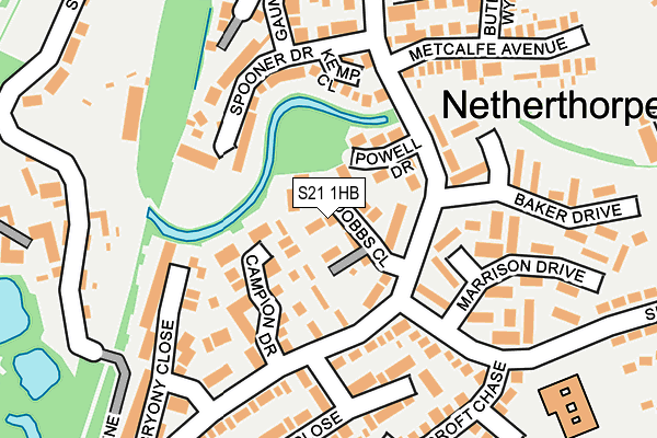 S21 1HB map - OS OpenMap – Local (Ordnance Survey)