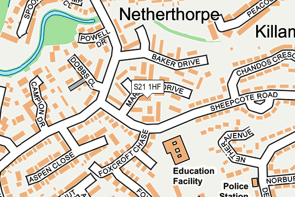 S21 1HF map - OS OpenMap – Local (Ordnance Survey)