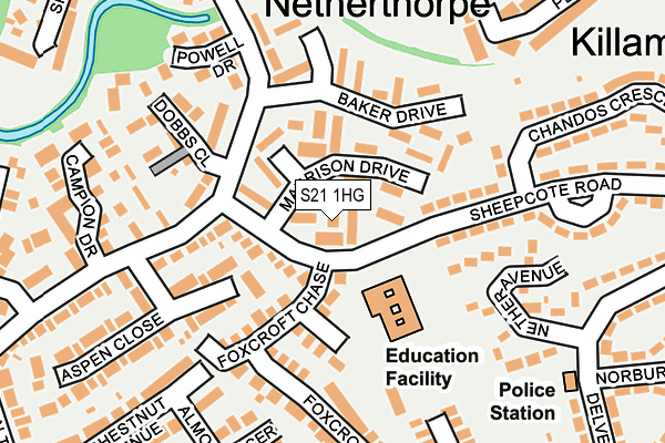 S21 1HG map - OS OpenMap – Local (Ordnance Survey)