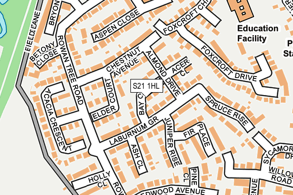 S21 1HL map - OS OpenMap – Local (Ordnance Survey)