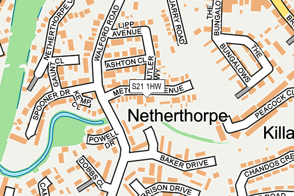 S21 1HW map - OS OpenMap – Local (Ordnance Survey)