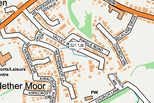 S21 1JB map - OS OpenMap – Local (Ordnance Survey)