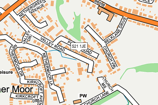 S21 1JE map - OS OpenMap – Local (Ordnance Survey)