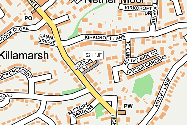 S21 1JF map - OS OpenMap – Local (Ordnance Survey)