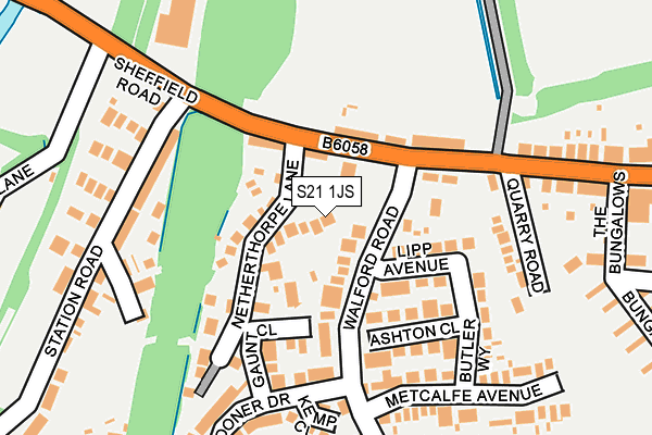 S21 1JS map - OS OpenMap – Local (Ordnance Survey)