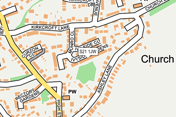 S21 1JW map - OS OpenMap – Local (Ordnance Survey)