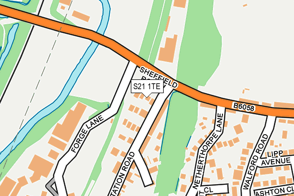 S21 1TE map - OS OpenMap – Local (Ordnance Survey)