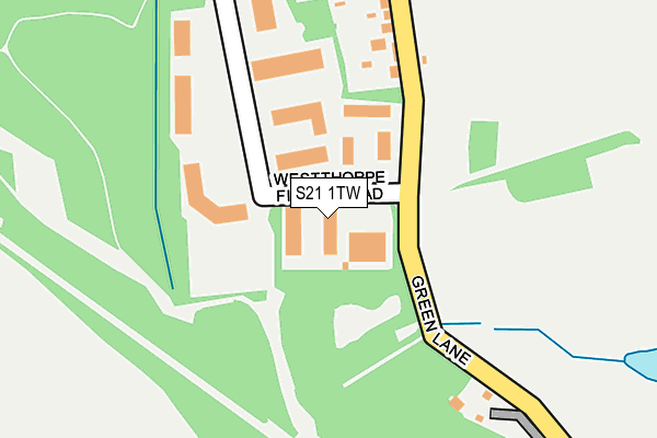 S21 1TW map - OS OpenMap – Local (Ordnance Survey)
