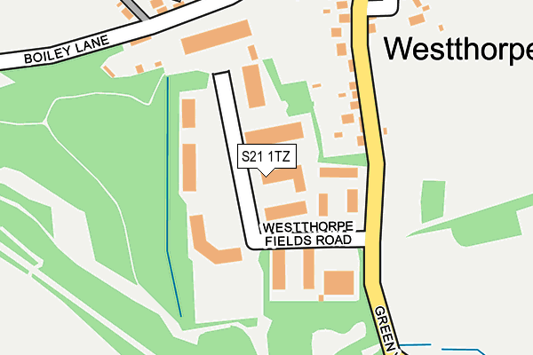 S21 1TZ map - OS OpenMap – Local (Ordnance Survey)