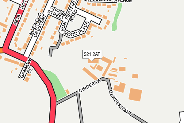 S21 2AT map - OS OpenMap – Local (Ordnance Survey)