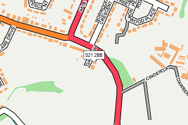 S21 2BB map - OS OpenMap – Local (Ordnance Survey)