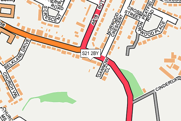 S21 2BY map - OS OpenMap – Local (Ordnance Survey)