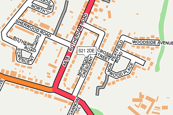 S21 2DE map - OS OpenMap – Local (Ordnance Survey)
