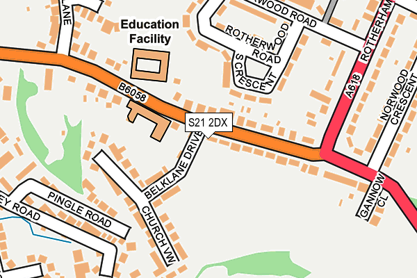 S21 2DX map - OS OpenMap – Local (Ordnance Survey)