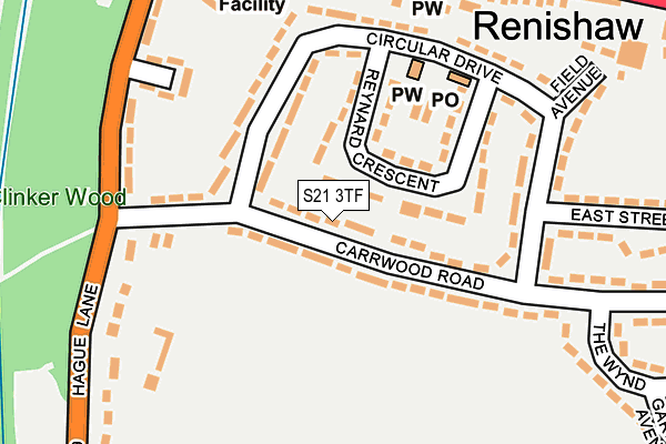 S21 3TF map - OS OpenMap – Local (Ordnance Survey)