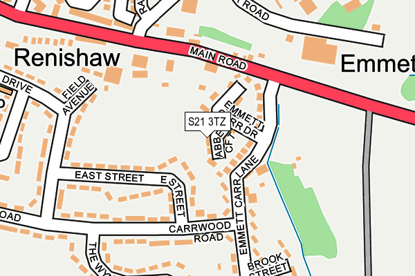 S21 3TZ map - OS OpenMap – Local (Ordnance Survey)