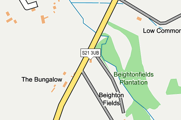 S21 3UB map - OS OpenMap – Local (Ordnance Survey)