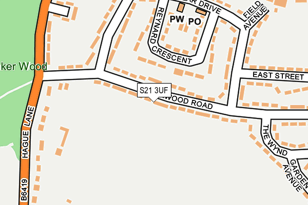 S21 3UF map - OS OpenMap – Local (Ordnance Survey)