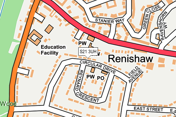 S21 3UH map - OS OpenMap – Local (Ordnance Survey)