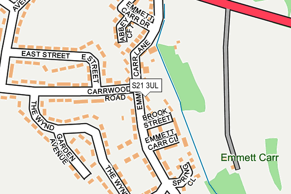 S21 3UL map - OS OpenMap – Local (Ordnance Survey)