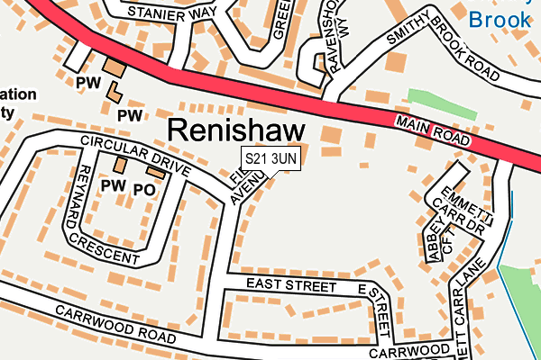 S21 3UN map - OS OpenMap – Local (Ordnance Survey)