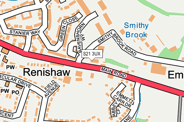 S21 3UX map - OS OpenMap – Local (Ordnance Survey)