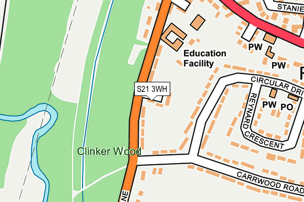 S21 3WH map - OS OpenMap – Local (Ordnance Survey)