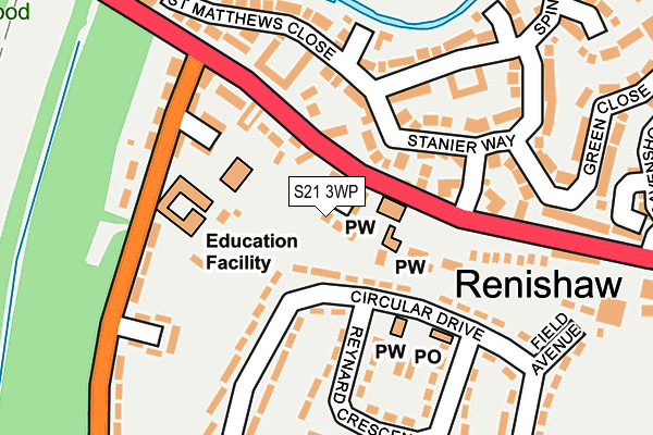 S21 3WP map - OS OpenMap – Local (Ordnance Survey)