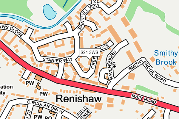 S21 3WS map - OS OpenMap – Local (Ordnance Survey)