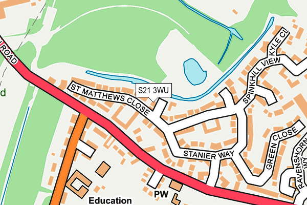 S21 3WU map - OS OpenMap – Local (Ordnance Survey)