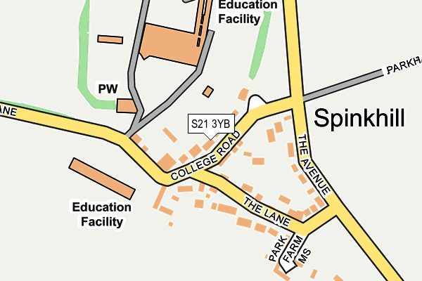S21 3YB map - OS OpenMap – Local (Ordnance Survey)