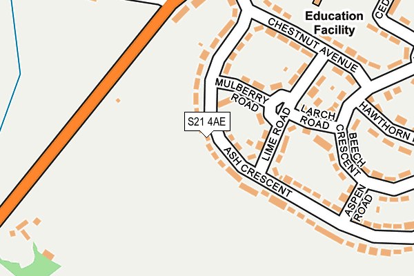 S21 4AE map - OS OpenMap – Local (Ordnance Survey)