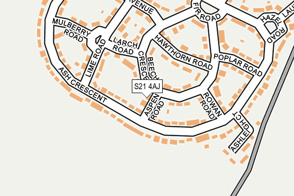 S21 4AJ map - OS OpenMap – Local (Ordnance Survey)