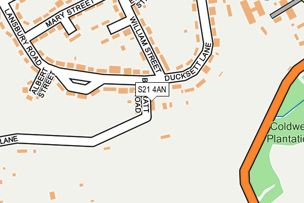 S21 4AN map - OS OpenMap – Local (Ordnance Survey)