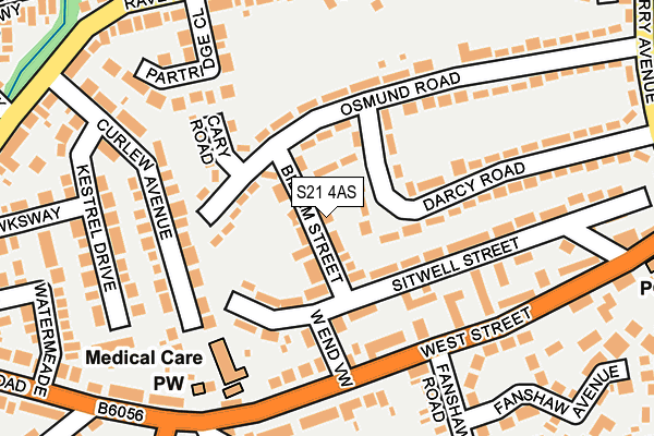 S21 4AS map - OS OpenMap – Local (Ordnance Survey)