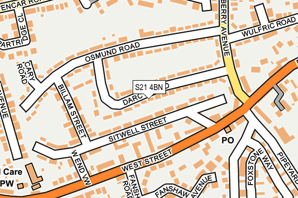 S21 4BN map - OS OpenMap – Local (Ordnance Survey)