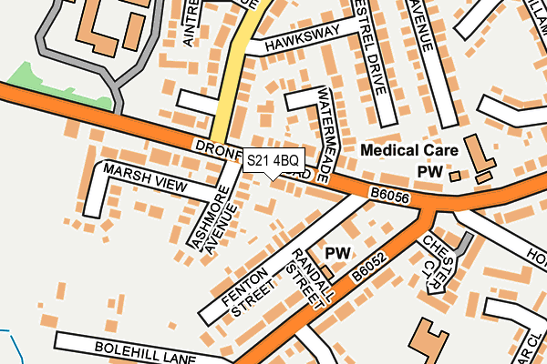 S21 4BQ map - OS OpenMap – Local (Ordnance Survey)