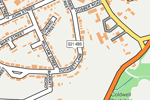 S21 4BS map - OS OpenMap – Local (Ordnance Survey)