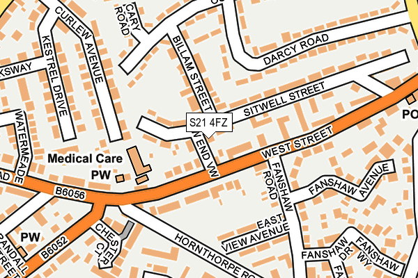 S21 4FZ map - OS OpenMap – Local (Ordnance Survey)