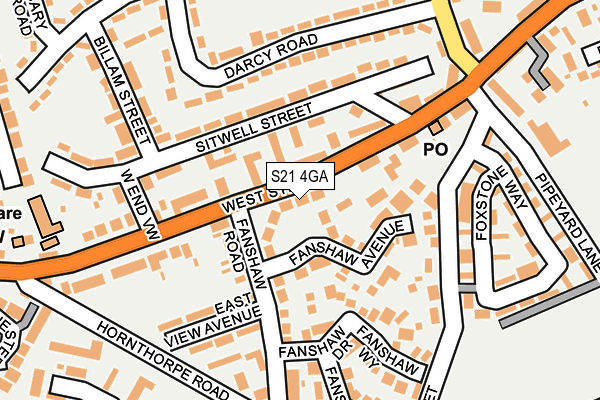 S21 4GA map - OS OpenMap – Local (Ordnance Survey)