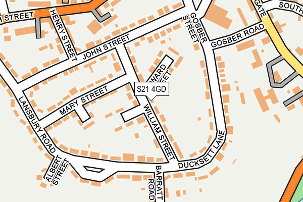S21 4GD map - OS OpenMap – Local (Ordnance Survey)