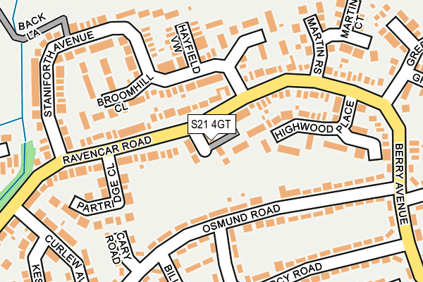 S21 4GT map - OS OpenMap – Local (Ordnance Survey)