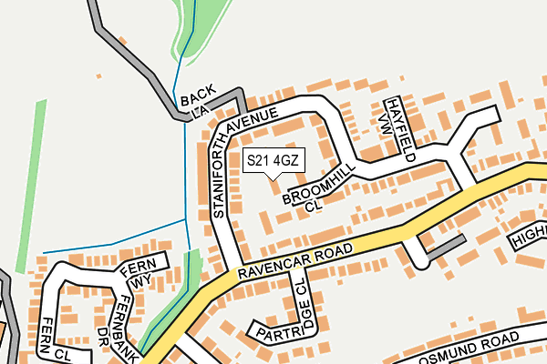 S21 4GZ map - OS OpenMap – Local (Ordnance Survey)