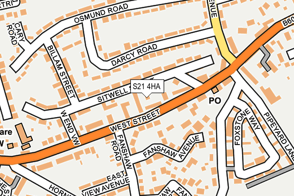 S21 4HA map - OS OpenMap – Local (Ordnance Survey)