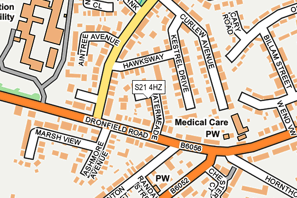 S21 4HZ map - OS OpenMap – Local (Ordnance Survey)