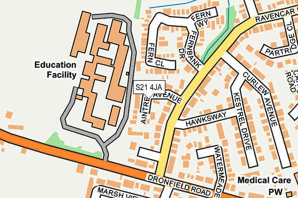 S21 4JA map - OS OpenMap – Local (Ordnance Survey)