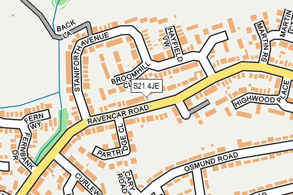 S21 4JE map - OS OpenMap – Local (Ordnance Survey)