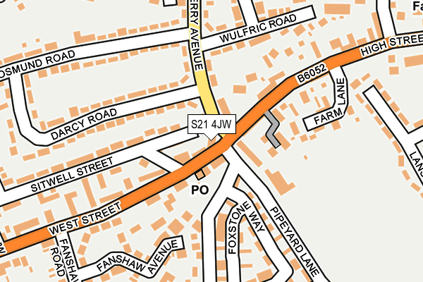 S21 4JW map - OS OpenMap – Local (Ordnance Survey)