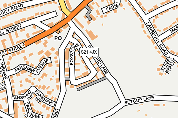 S21 4JX map - OS OpenMap – Local (Ordnance Survey)