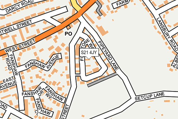 S21 4JY map - OS OpenMap – Local (Ordnance Survey)